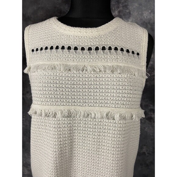 J.Crew NWT Ivory Cotton Sleeveless Fringe Sweater Large - Picture 2 of 5